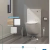 Watermatic Ensemble bâti-support+habillage couleur chêne naturel +Sanibroyeur+cuvette+abattant W40 Silence PMR norme handicapés* Wc Chimique Et Broyeur
