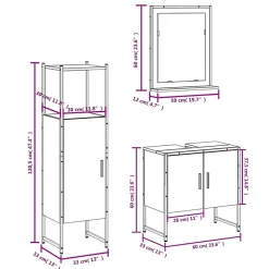 Vidaxl Ensemble d'armoires de salle de bain 3 pcs sonoma gris