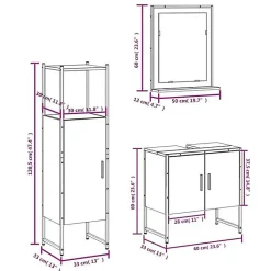 Vidaxl Ensemble d'armoires de salle de bain 3 pcs sonoma gris