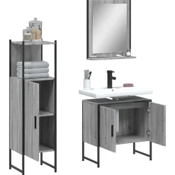 Vidaxl Ensemble d'armoires de salle de bain 3 pcs sonoma gris