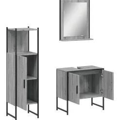 Vidaxl Ensemble d'armoires de salle de bain 3 pcs sonoma gris