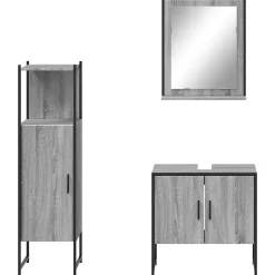 Vidaxl Ensemble d'armoires de salle de bain 3 pcs sonoma gris