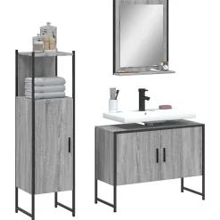 Vidaxl Ensemble d'armoires de salle de bain 3 pcs sonoma gris