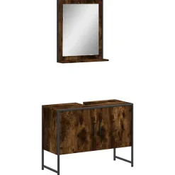 Vidaxl Ensemble d'armoires de salle de bain 2 pcs chêne fumé