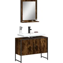 Vidaxl Ensemble d'armoires de salle de bain 2 pcs chêne fumé