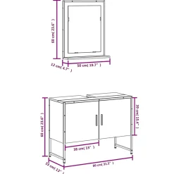 Vidaxl Ensemble d'armoires de salle de bain 2 pcs chêne fumé