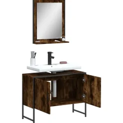 Vidaxl Ensemble d'armoires de salle de bain 2 pcs chêne fumé