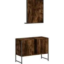 Vidaxl Ensemble d'armoires de salle de bain 2 pcs chêne fumé