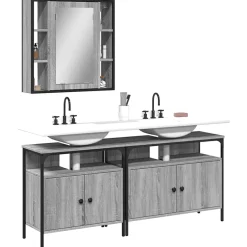 Vidaxl Ensemble d'armoires de salle de bain 3 pcs sonoma gris* Meuble Wc