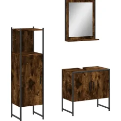 Vidaxl Ensemble d'armoires de salle de bain 3 pcs chêne fumé* Meuble Wc