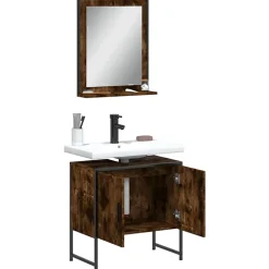 Vidaxl Ensemble d'armoires de salle de bain 2 pcs chêne fumé* Meuble Wc
