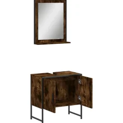 Vidaxl Ensemble d'armoires de salle de bain 2 pcs chêne fumé* Meuble Wc