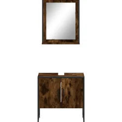 Vidaxl Ensemble d'armoires de salle de bain 2 pcs chêne fumé* Meuble Wc