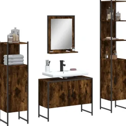 Vidaxl Ensemble d'armoires de salle de bain 4 pcs chêne fumé* Meuble Wc