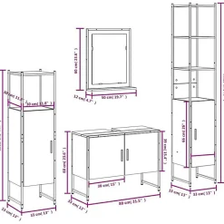 Vidaxl Ensemble d'armoires de salle de bain 4 pcs chêne fumé* Meuble Wc