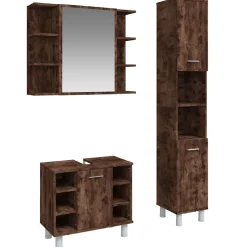 Vidaxl Ensemble d'armoires de salle de bain 3 pcs chêne fumé* Meuble Wc