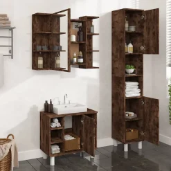Vidaxl Ensemble d'armoires de salle de bain 3 pcs chêne fumé* Meuble Wc
