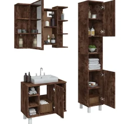 Vidaxl Ensemble d'armoires de salle de bain 3 pcs chêne fumé* Meuble Wc