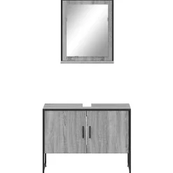 Vidaxl Ensemble d'armoires de salle de bain 2 pcs sonoma gris