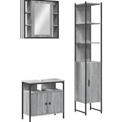 Vidaxl Ensemble d'armoires de salle de bain 3 pcs sonoma gris* Meuble Wc