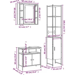 Vidaxl Ensemble d'armoires de salle de bain 3 pcs sonoma gris* Meuble Wc