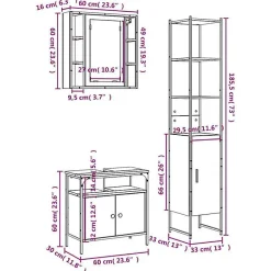 Vidaxl Ensemble d'armoires de salle de bain 3 pcs sonoma gris* Meuble Wc