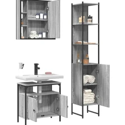 Vidaxl Ensemble d'armoires de salle de bain 3 pcs sonoma gris* Meuble Wc