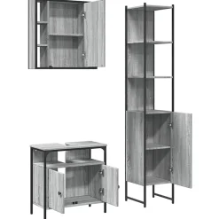 Vidaxl Ensemble d'armoires de salle de bain 3 pcs sonoma gris* Meuble Wc