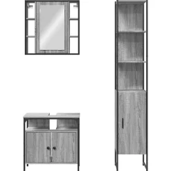 Vidaxl Ensemble d'armoires de salle de bain 3 pcs sonoma gris* Meuble Wc