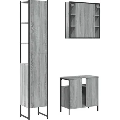 Vidaxl Ensemble d'armoires de salle de bain 3 pcs sonoma gris* Meuble Wc