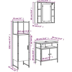 Vidaxl Ensemble d'armoires salle de bain 3 pcs noir bois d'ingénierie