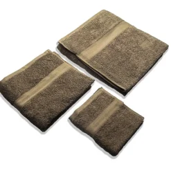 Kiamami Valentina Ensemble De 3 Serviettes De Bain En Éponge 100% Coton De Couleur Marron.
