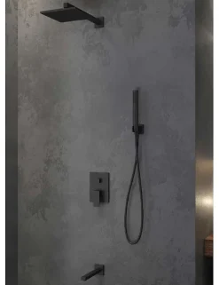 Karag Ensemble de douche à encastrer DELOS NERO avec douchette en laiton noir