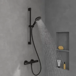 Villeroy & Boch Ensemble de douche 3 jets VILLEROY ET BOCH Verve Showers Noir mat* Pommeau De Douche, Flexible Et Barre De Douche