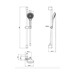 Villeroy & Boch Ensemble de douche 3 jets VILLEROY ET BOCH Verve Showers Noir mat* Pommeau De Douche, Flexible Et Barre De Douche