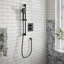 Villeroy & Boch Ensemble de douche 3 jets VILLEROY ET BOCH Verve Showers Noir mat* Pommeau De Douche, Flexible Et Barre De Douche