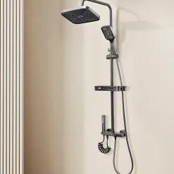ProximaX Ensemble de douche avec mitigeur monocommande, barre de douche réglable et pommeau carré avec robinet* Pommeau De Douche, Flexible Et Barre De Douche