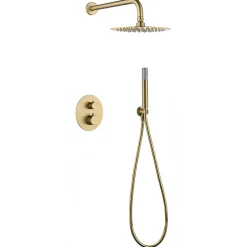 Imex Products Ensemble de douche CURVED à encastrer - Thermostatique Or brosséChroméNoir matCanon de fusilOr brosséOr rose brossé Ensemble enca
