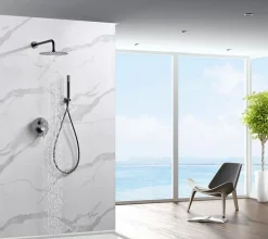 Imex Products Ensemble de douche CURVED à encastrer - mitigeur monocommande Canon de fusilChroméNoir matCanon de fusilOr brosséOr rose brossé E* Colonne De Douche Encastrable