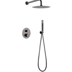 Imex Products Ensemble de douche CURVED à encastrer - Thermostatique Canon de fusilChroméNoir matCanon de fusilOr brosséOr rose brossé Ensemble* Colonne De Douche Encastrable