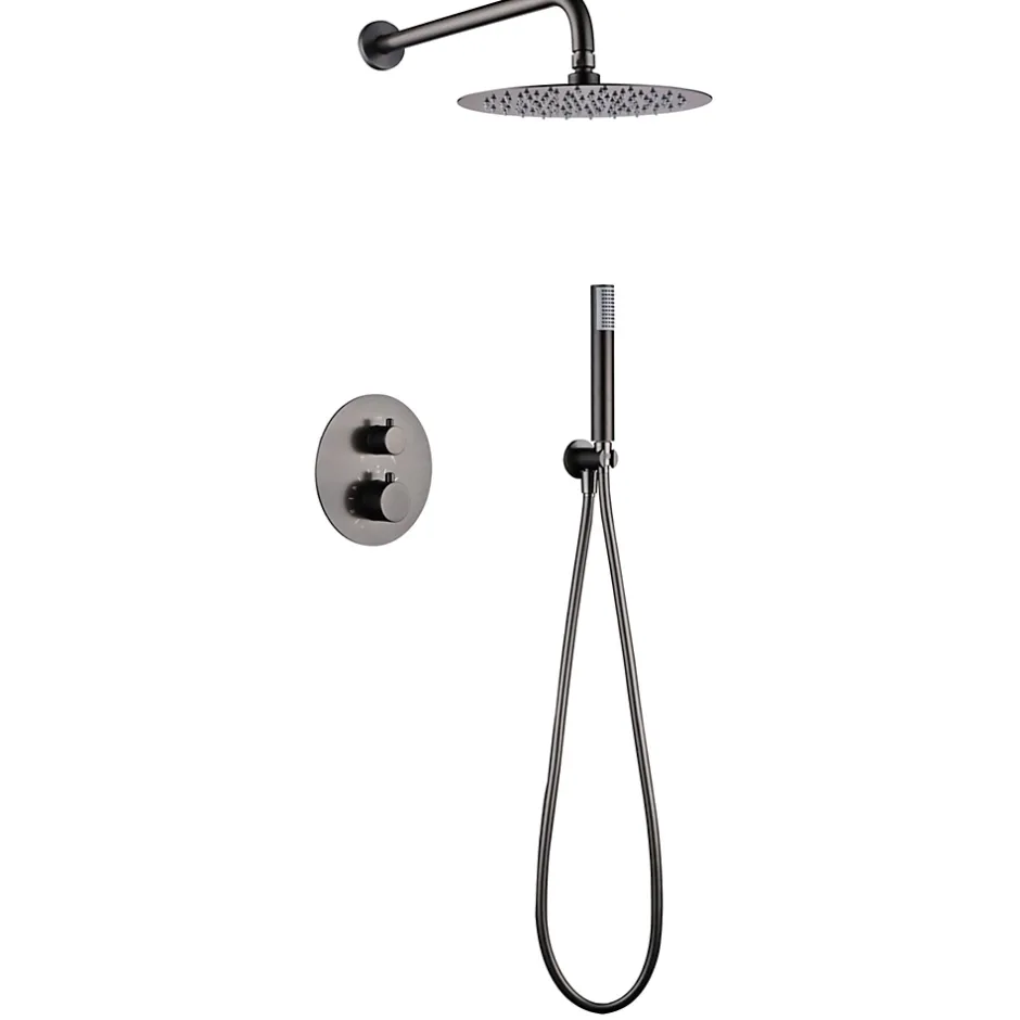 Imex Products Ensemble de douche CURVED à encastrer - Thermostatique Canon de fusilChroméNoir matCanon de fusilOr brosséOr rose brossé Ensemble* Colonne De Douche Encastrable
