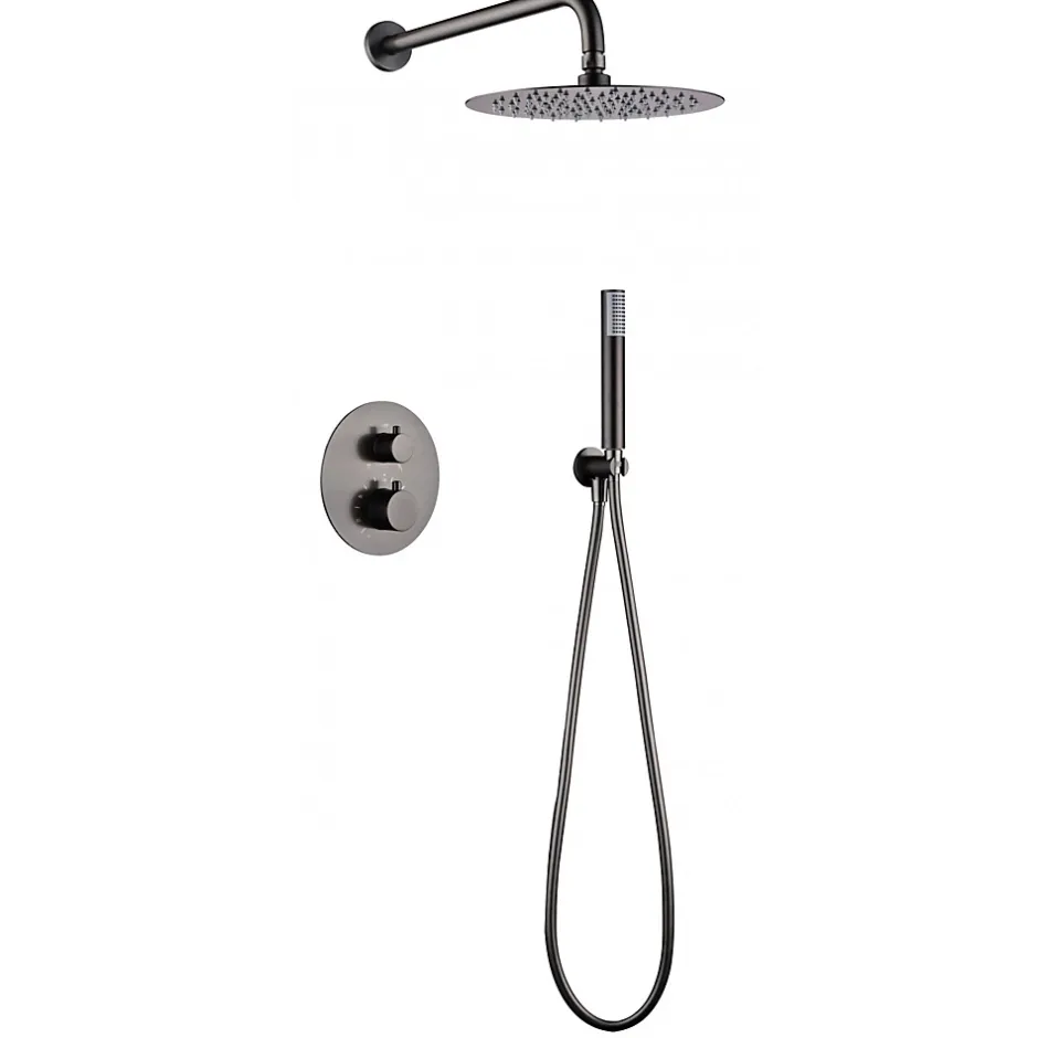 Imex Products Ensemble de douche CURVED à encastrer - Thermostatique Canon de fusilChroméNoir matCanon de fusilOr brosséOr rose brossé Ensemble* Colonne De Douche Encastrable