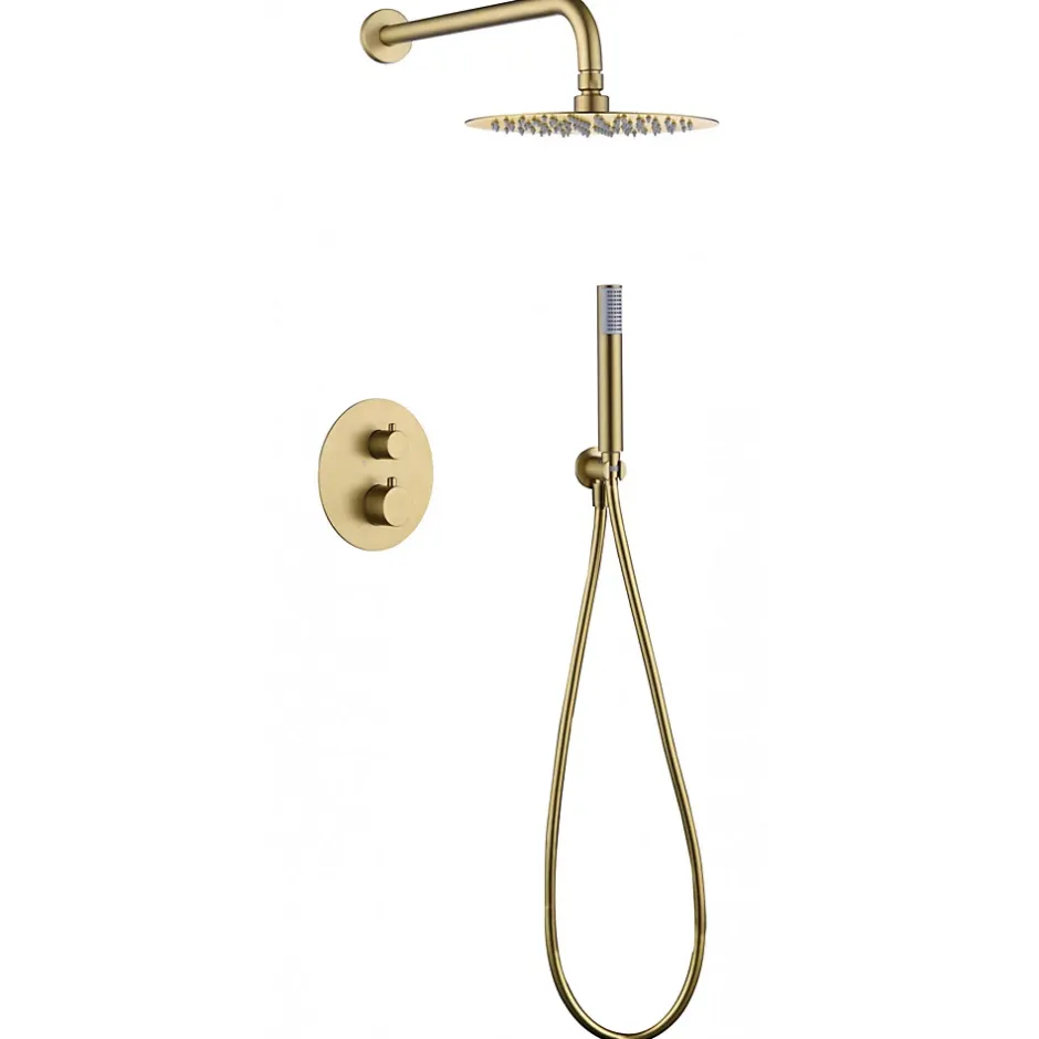 Imex Products Ensemble de douche CURVED à encastrer - Thermostatique Canon de fusilChroméNoir matCanon de fusilOr brosséOr rose brossé Ensemble* Colonne De Douche Encastrable