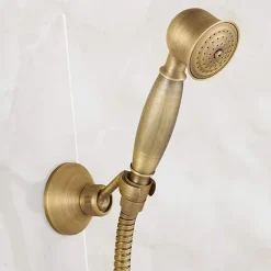 Deko Ensemble de douche en laiton antique avec support de douche et flexible de douche de 1,5 m (ensemble de douche antique)