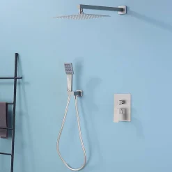Poalgi Ensemble de douche encastré mécanique 2 voies SKY BATH nickel brossé Inox S304 série DREAM* Colonne De Douche Encastrable