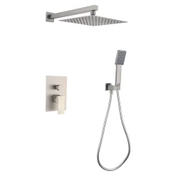Poalgi Ensemble de douche encastré mécanique 2 voies SKY BATH nickel brossé Inox S304 série DREAM* Colonne De Douche Encastrable