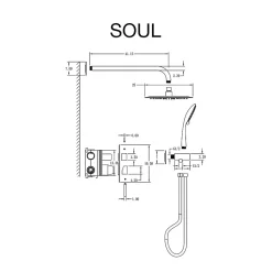Poalgi Ensemble de douche encastré mécanique 2 voies SKY BATH nickel brossé Inox S304 série SOUL