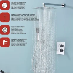 Poalgi Ensemble de douche encastré thermostatique 2 voies SKY BATH chromé série ETERNITY