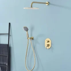 Poalgi Ensemble de douche encastré mécanique 2 voies SKY BATH or brossé PVD Inox S304 série SOUL