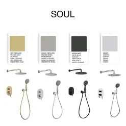 Poalgi Ensemble de douche encastré mécanique 2 voies SKY BATH or brossé PVD Inox S304 série SOUL
